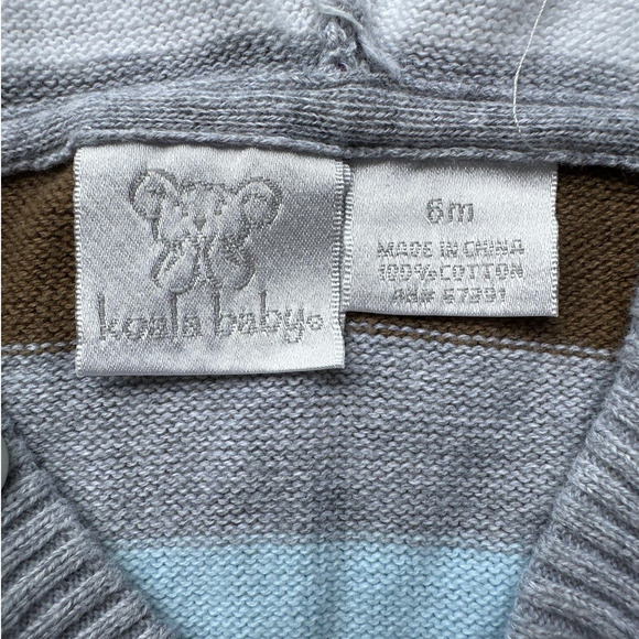 Koala Baby Blue, Brown and White Knitted Romper with Hoodie, Sz 6M - Picture 5 of 5